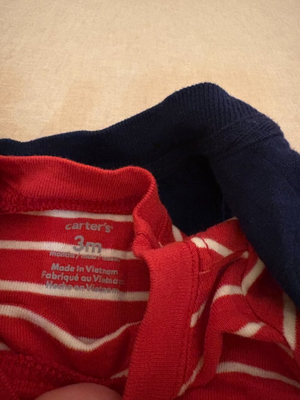 Carter’s Baby Boy 3pc Sport Set Navy Vest Red White Stripe Onesie Navy Pants 3M - Picture 4 of 4